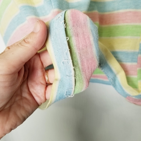 Unbranded Union Made Tank Tee Shirt Pastel Striped Vintage flawed - Picture 5 of 11